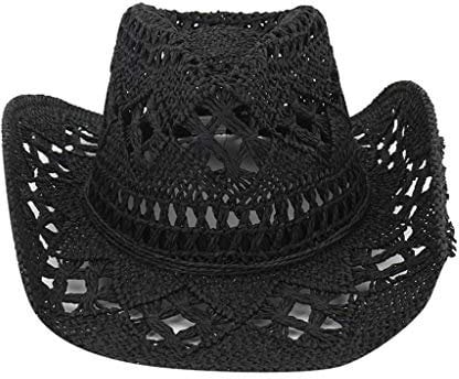 TYUSGH Women Men Cowboy Hat Summer Fashion Lady Foldable Casual Cap Wide Sun Hat and Men for Wedding Party Black