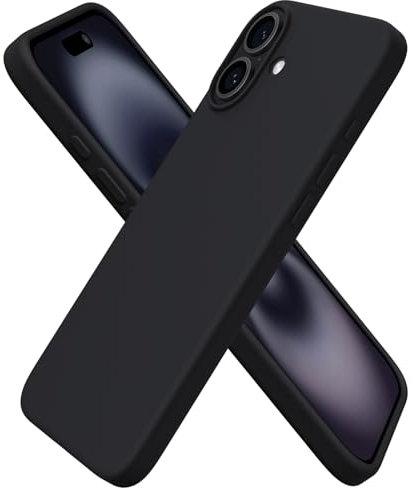 ORNARTO Compatible with iPhone 16 Plus Case 6.7, Slim Liquid Silicone 3 Layers Full Covered Soft Gel Rubber 16 Plus Phone Cases Cover 6.7 inch Black