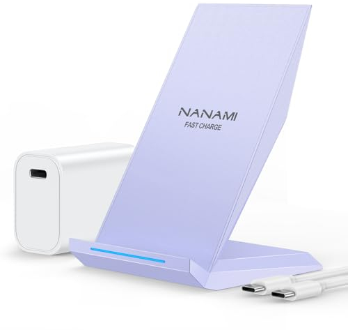 Fast Wireless Charger,NANAMI Qi kabelloses Ladegerät (mit USB C ladegerät 20W PD Adapter) für Apple iPhone 16 15 14 13 12 Pro Max Xr Xs,10W Induktive Ladestation für Samsung Galaxy S25 S24 S23 S22 S21