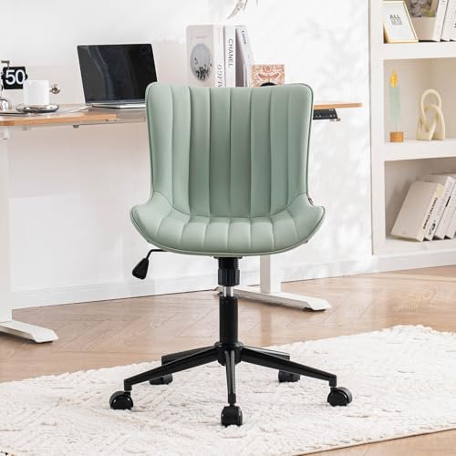YOUTASTE Bürostuhl Ergonomisch, Schreibtischstuhl Höhenverstellbar, Bürostuhl mit PU-Leder & Rollen, Drehstuhl Wippfunktion, Computerstuhl 136 kg Belastbar, MintGrün