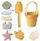 Sandspielzeug für Kinder, 8pcs sandkasten Spielzeug, Safe Silikon Strandspielzeug mit Schaufel, Eimer und Sandformen, wasserdicht Ingwergelb