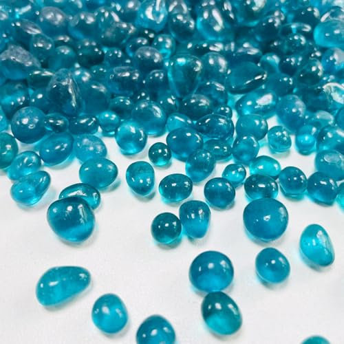 Siencooray Glassteine, 0,4 kg/385 g Aquarium-Kies, blau-grüne Kieselsteine für Aquarien, Meeresglas für Vasenfüller, Handwerk