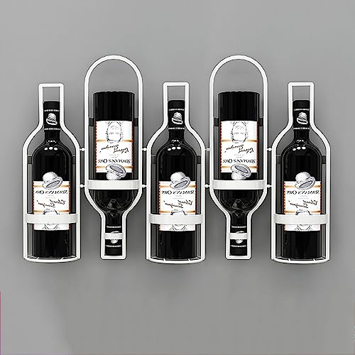 Weinregal, Enixwh Wandmontiertes Weinregal, Rotweinregal, Weinpräsentationsregal für Weinflaschen, Metall-Weinregal für Küche, Esszimmer, Bar-Dekor, Den Beauty Comes/Blanc/7 Flaschen Star of Light