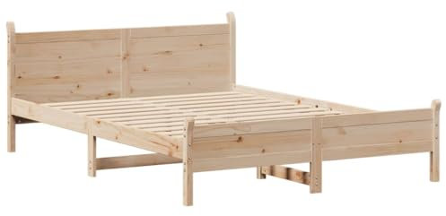 vidaXL Massivholzbett, Holzbett ohne Matratze, Bettgestell mit Kopfteil Lattenrost, Bett Doppelbett für Schlafzimmer, 120x200cm Kiefernholz
