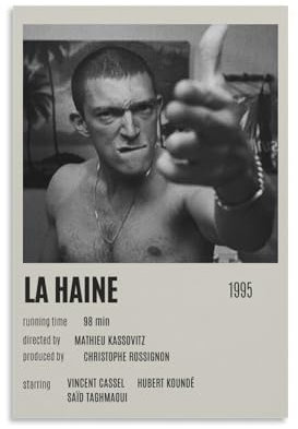 MUIBAV La Haine Poster auf Leinwand, Wandkunst, Vintage, ästhetisches Poster, dekorativ für Wohnzimmer, Schlafzimmer, 20 x 30 cm, ungerahmt, Stil 6