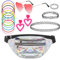 90er Jahre Outfit Damen, 17 Pcs 90er Jahre Accessoires mit Bauchtasche Damen Silber Herzbrille Rosa Tattoo Kette 90s Handgelenkband Ohrringe für Malle Accessoires Festival Party Outfit Dame