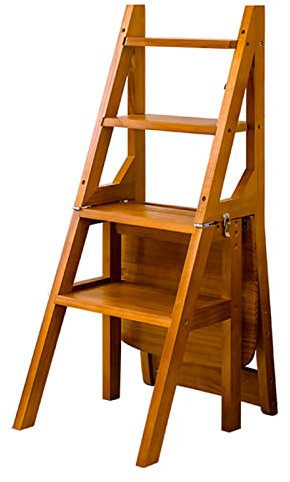 ERSINIAN Ladder Chair Combination Foldable Ladders Step Wooden Stairs Chair Portable Stepladder Library Office Kitchen Bookshelf |Plant Stand |Dinner Chairs
