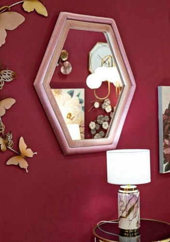 Dmora - Miroir Vagienna, Verre miroité, Objet d'ameublement Mural, Décoration avec Miroir, 75x4 h80 cm, Rose