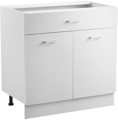 VEVOR White Shaker Base Cabinet with Drawer, 31-Inch Unassembled Drawer Base Cabinet, 31 W x 19 D x 32 H Ready to Assemble Cupboard with Soft-Close Doors and Adjustable Shelf, for Home Office