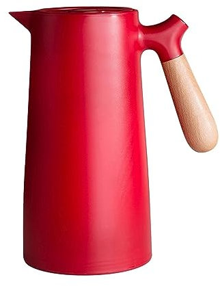 Stainless Steel Thermal Coffee Carafe, Large Thermal Coffee Carafe Double Walled Thermos Household Glass Liner Coffee Pot Household Vacuum Carafes(Rosso)