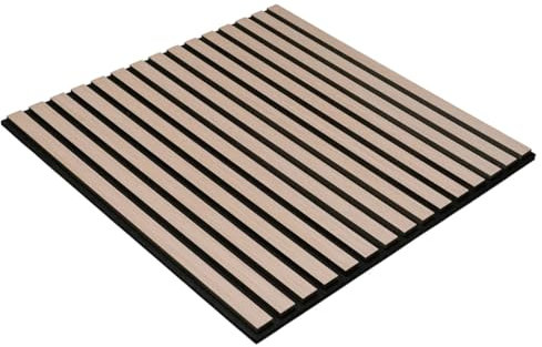 HORI WALL Akustik-Wandpaneele in Holzoptik Schallabsorbierende 3D Wandverkleidung für Wanddeko Selbstklebende Akustikpaneele für Lärmminderung und Raumakustik I 60 x 60 x 1,8 cm I White Oak