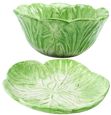 Mipcase 1 Ensemble Bol Lapin Chou Feuilles assiettes et bols à choux assiettes de laitue portion mignon couverts enfants couverts pour enfants bols pour enfants joli bol céramique Green