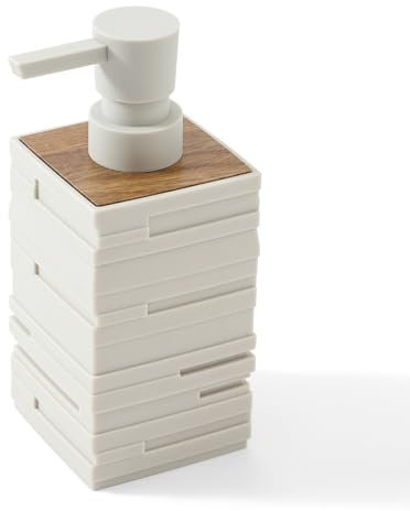 Moderne Seifenspender Beige Holz, Spülmittelspender für Küche Arbeitsplatte, Ästhetik Seifenspender Bad für Badezimmer mit Pumpspender (Beige)