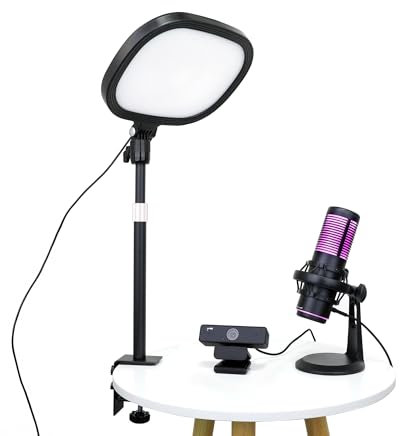 Kit di streaming video live (Deluxe) per videochiamate, giochi, podcast, YouTube, creazione di contenuti. Include webcam 2k 60 FPS, microfono cardioide professionale e luce piatta a LED per Android