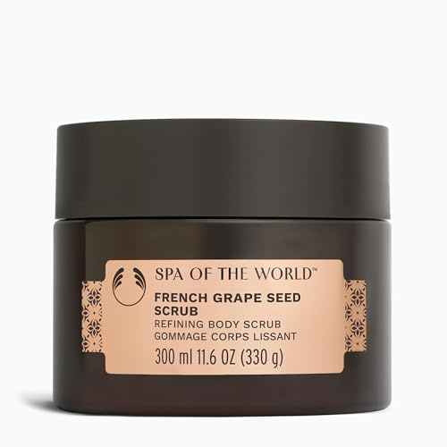 The Body Shop Spa of the World French Grape Seed Scrub 300ml | Invigorating Sugar Body Scrub with Grape Seed Powder and Brazil Nut Oil for Smooth Revitalised Skin