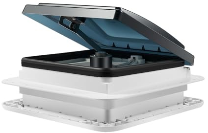 Bdneygtyr Dachfenster Wohnmobil mit Lüfter, Dachluke 28x28cm mit 8W LED Beleuchtung, IP68 Wasserdichtes Dachfenster Camper, 35m³/min Luftstrom & Insektenschutz, 12V für Wohnwagen