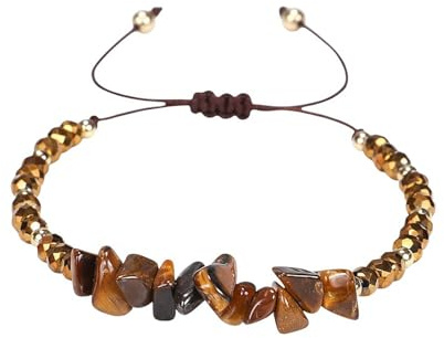 Karma NH10045140 Naturstein Armband Braun Damen Herren dehnbar modern Armband Geschenk für sie ihn Steinarmband Perlenarmband unisex (Braun)
