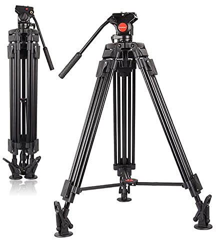 POLAM-FOTO 163cm Système de trépied Professionnel en Alliage d'aluminium Robuste pour caméra vidéo Charge 8 kg Trépied avec tête Fluide