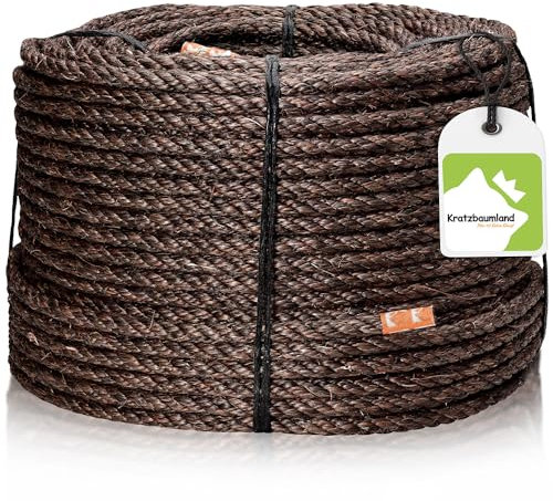 Kratzbaumland Premium-Sisalseil braun 6 mm, braunes Sisalseil für Kratzbäume (versch. Längen) (100 Meter)
