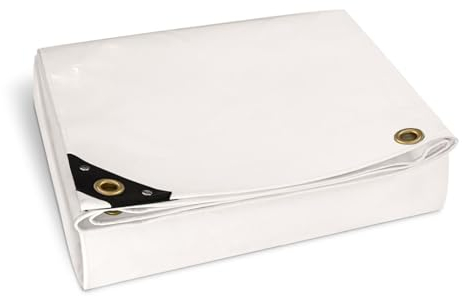 NEMAXX® Telone di copertura premium impermeabile [300x400cm]–Telo camion resistente ai raggi UV [650 g/m²] con occhielli,telo in PVC per giardino,tetto & cantiere–Copertura invernale – Bianco – 12m²