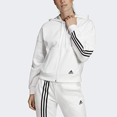 adidas - Felpa da Donna con Cappuccio da Donna, Donna, Maglia di Tuta, FI2858, Rosa Glory/Bianco., L