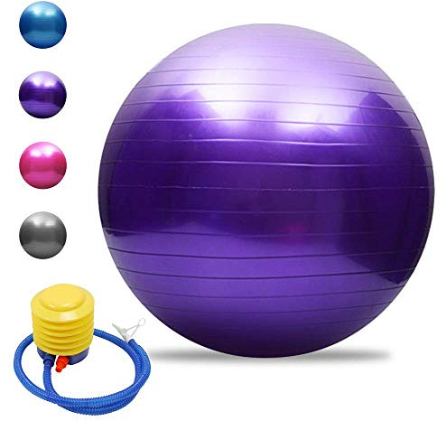 TOMSHOO Anti-Burst Gym Ball - Thickened Yoga Ball With Air Pump for Fitness, Pilates, Stability Balance - 45cm, 55cm, 65cm, 75cm