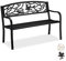 Relaxdays Gartenbank, Vögel Muster, 2-Sitzer, Vintage, Garten & Balkon, Stahl, Sitzbank, HBT: 87x127x57 cm, schwarz