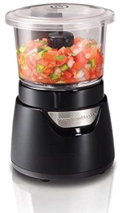 Hamilton Beach Stack & Press 175W Glass Bowl Chopper, 700ml, Black – Easy to Use Food Processor for Vegetables, Nuts, Sauces, Salsa & More – Durable Stainless Steel Blades - 72860-SAU