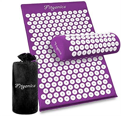 Fitgenics Set di tappetini per agopressione per massaggio rilassante, sollievo dal dolore alla testa, dolore alla schiena, promuovere la circolazione sanguigna, soluzione di tensione muscolare