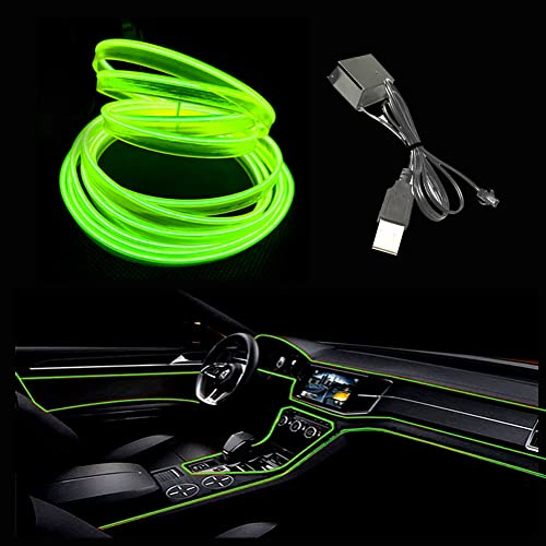 Balabaxer USB EL Wire Fluoreszentes Grün，3M/9.8FT Flexible Neonlichtröhre DC 5V Neonröhre Lichter Auto Innenverkleidung Lichtleiste für Innenverkleidung Gap Dekorative……