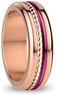 BERING Austauschbar Ringkombination für Damen in Rosé Gold & Lila mit einzigartigem Twist- & Change System, Tigris