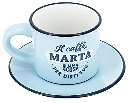Taza de café personalizada con platillo – Marta