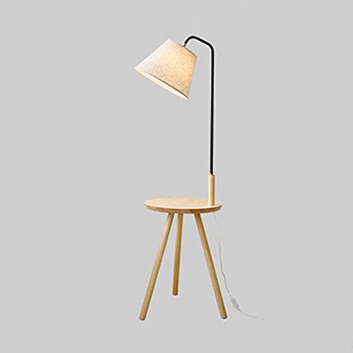 Naiyn Trépied Luminaires sur Pied avec Plateau Lampadaire Abat-Jour en Tissu Éclairage Vertical Chambre Chevet Lanterne Bouton Interrupteur Lampes De Table en Fer Forgé Pôle Lumière