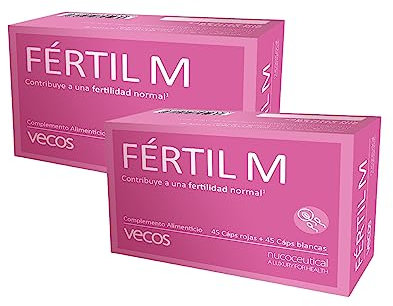 Fértil M Vecos para Ayudar a la Fertilidad de la Mujer | Suplemento Vitamínico con Inositol, Vitamina C y Ácido Fólico | Ayuda a la Concepción, Embarazo y Regular Actividad Hormonal | Pack 2x90
