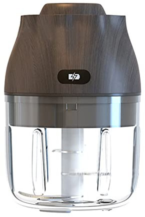 LTLWSH Mini Electric Garlic Chopper, 250ml/8.5oz 40W Powerful Portable Wireless Food Processor with USB Charging,Dark wood grain