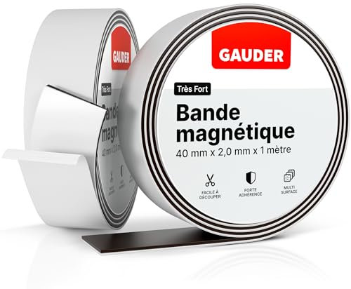 GAUDER Magnetic Tape Extremely Self Adhesive | Magnetic Strips | Magnet Roll (‎2mm * 40mm * 1m)