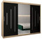 E- MEUBLES Armoire de Chambre avec 3 Portes coulissantes et Miroir Style Contemporain Penderie (Tringle) avec étagères (LxHxP): 250cmx200cmx62cm Maltese 1 (Chêne Sonoma + Noir)