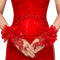 MoreChioce Fingerlose Hochzeitshandschuhe, Kurz Handschuhe Brauthandschuhe Strass Blumenhandschuhe Elegant Sommer Netzhandschuhe Damen Handschuhe Handgelenk Abendhandschuhe,Rot