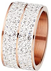 MYC-Paris - Ring Elodie – Edelstahl + vergoldet mit 18 Karat Rotgold – österreichische Kristalle – Geschenk zum Geburtstag, Muttertag, Weihnachten, Kristall, Kristall