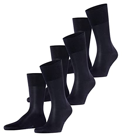 FALKE Tiago Multipack M So sostenibili cotone filo di Scozia tinta unita confezione di 3 paia, Calzini Uomo, Blu Dark Navy 6375, 43-44