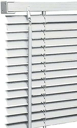 Ruby Deals PVC Venetian Blind Blinds Window (White 75W x 150H cm) | 25mm Thin Slats Kitchen Window Blinds Treatments Easy Fit Curtains Trimmable Fittings Home Office