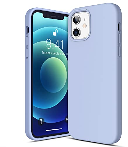 CANSHN Liquid Silikon für iPhone 12 Hülle/iPhone 12 Pro Hülle (6,1), Seidig Weiche Matte Gel Gummi mit Samtiger Microfaserinnenfutter Stoßfest Vollkörperschutz Case Handyhülle Schutzhülle - Hellblau