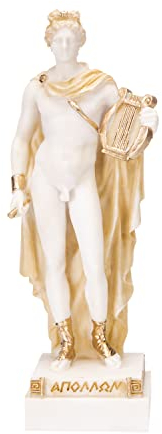 BEAUTIFUL GREEK STATUES Apollo God Of Music Poesie Kunst Goldton Alabaster Statue Skulptur 22,9 cm