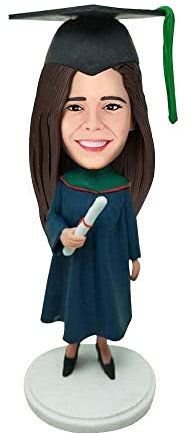 mydedor Benutzerdefinierte Wackelkopf-Figur, individuelle Puppe, weibliche Abschlussstudenten, individuelle Wackelkopf-Figuren, handgefertigte personalisierte Skulptur, Geschenk für Frauen