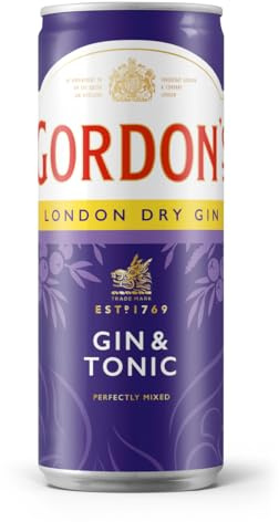 Gordon's London Dry Gin & Tonic Water, Mixgetränk mit klassischem Wachholder-Geschmack, Trinkfertige Dose für unterwegs & gesellige Events, 10% vol, 1 x 250 ml EINWEG Mehrverpackung |
