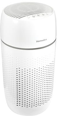Homedics Air Purifier, 5-in-1 Tower Air Purifier, 99% HEPA-Type Filtration with UV-C Technology and Carbon Odor Filter, 4 Speeds, Essential Oil Aromatherapy Tray, for Medium Rooms