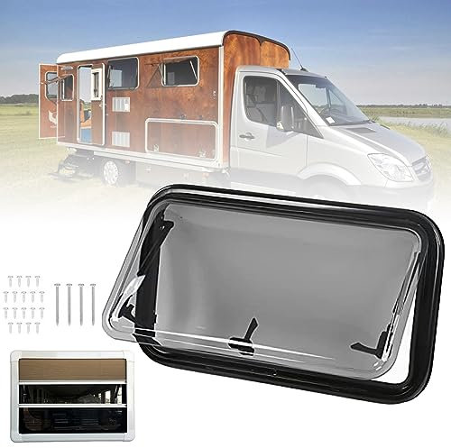 Ventana para caravanas y autocaravanas Ventana de Empuje Exterior, Ventanas para caravanas, Ventanas de Cristal acrílico para RV, con persiana Enrollable y mosquitera integradas,1000x600mm