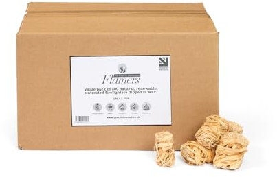 Flamers Natural Firelighters 200 Value Pack - Fire Lighters for Wood Burner Firepit Bbq Pizza Oven Fireplace Chimenea Barbecue Fire Starter - Firestarter for Kiln Dried Kindling Log Coal Briquette