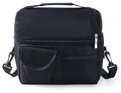 König Design Doppel-Isoliertasche für Muttermilch und Flaschen - Mami-Tasche - Frischhaltebeutel, Farbe:Schwarz