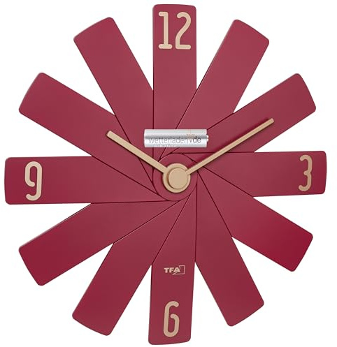 TFA Dostmann Designer-Wanduhr analog Clock in The Box, 60.3020, mit Stecksystem, leises Uhrwerk, Lange Batterielaufzeit, Quarzuhr, Wohnzimmeruhr, Küchenuhr